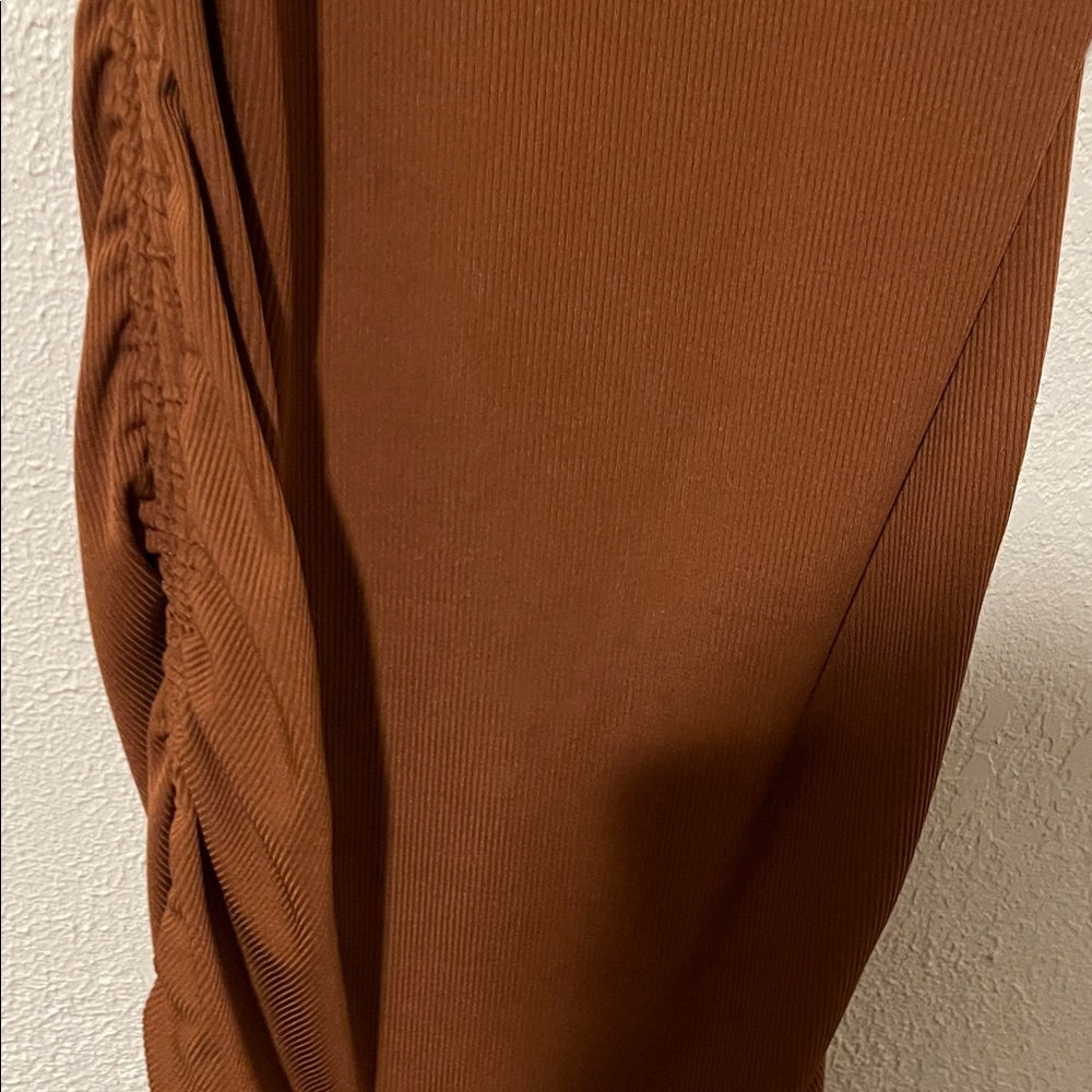 SHEIN Brown Ruched Mini Dress